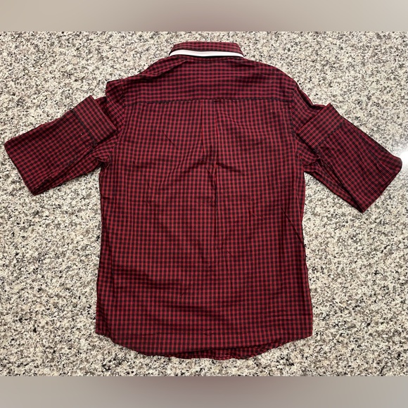 Chaps Men’s Long Sleeve Collared Button Down (Lead Table) Red/Black Size Medium - Picture 10 of 11